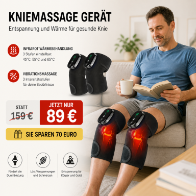 Kniemassage Gerät mit Infrarot Wärme und Vibrationsfunktion zur Entspannung und Anwendung zuhause